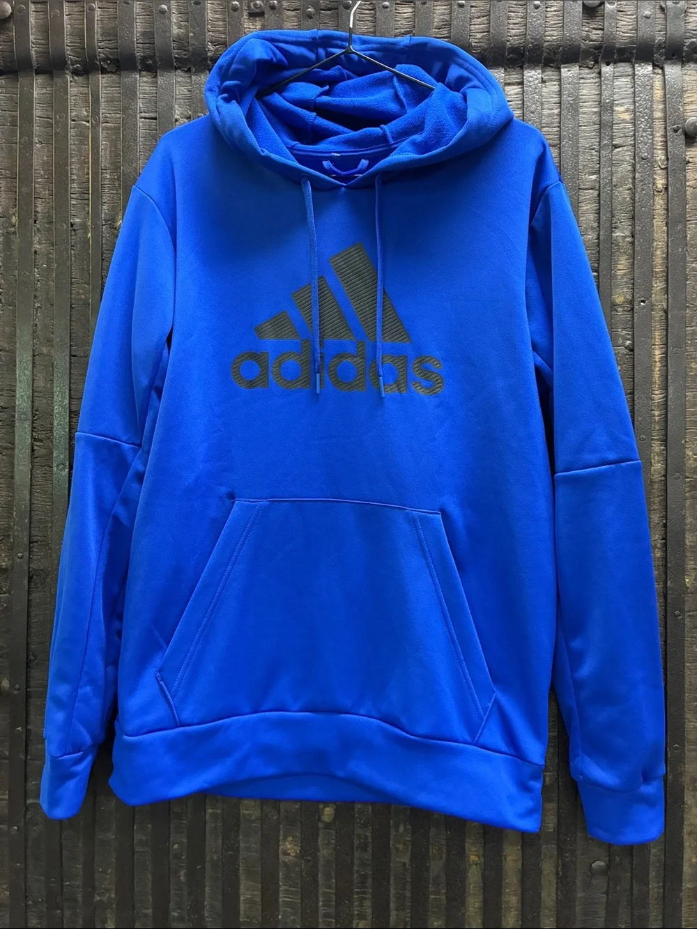 adidas Men's Bright Blue Pullover Hoodie with Logo
